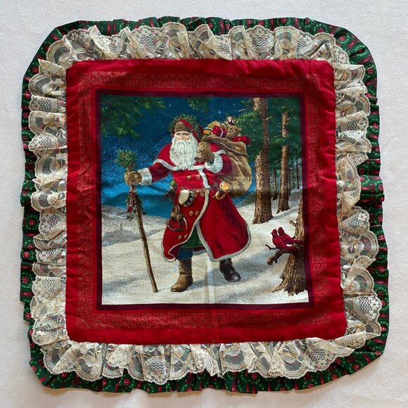 Christmas Pillow Slips Shams Holiday Decoration Xmas Decor 1990s Santa Claus - Picture 4 of 7
